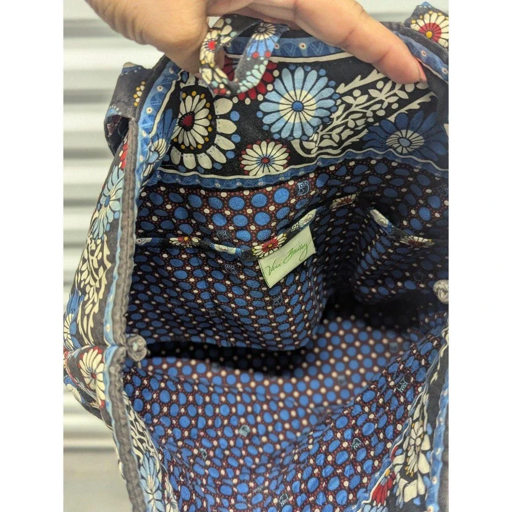 Retired‎ Boho Cottagecore Owl Vera Bradley Quilted Tote Bag Floral Blue Cotton
